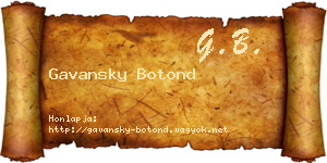 Gavansky Botond névjegykártya